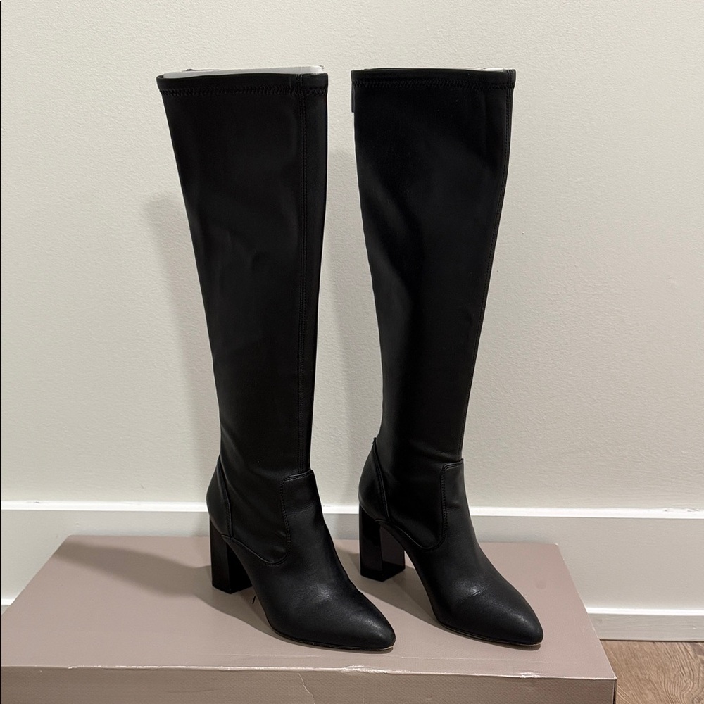 Franco Sarto High Knee Black Leather Boot